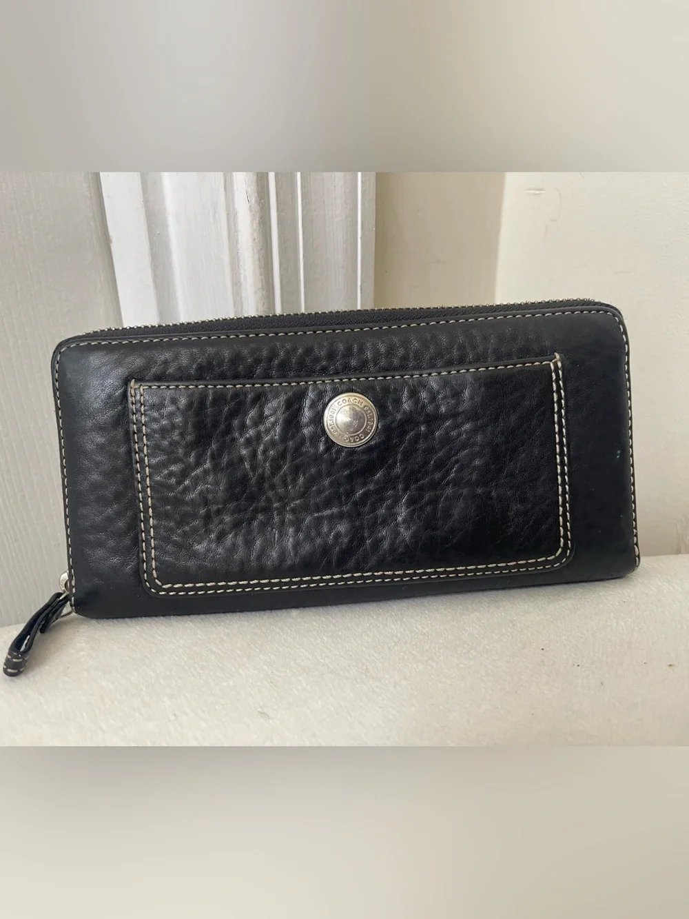 Coach Black Leather Zip Wallet